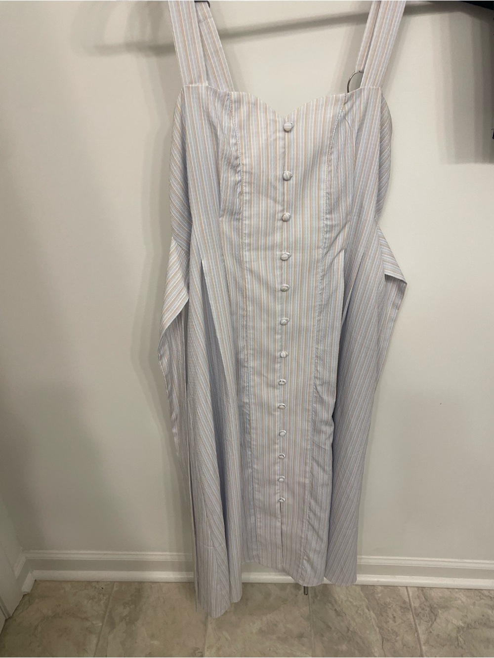 Lulus Pretty in Provence- Light Blue Striped MIDI Dress